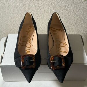 Sam Edelman Black Suede Flats with Tortoiseshell Buckle